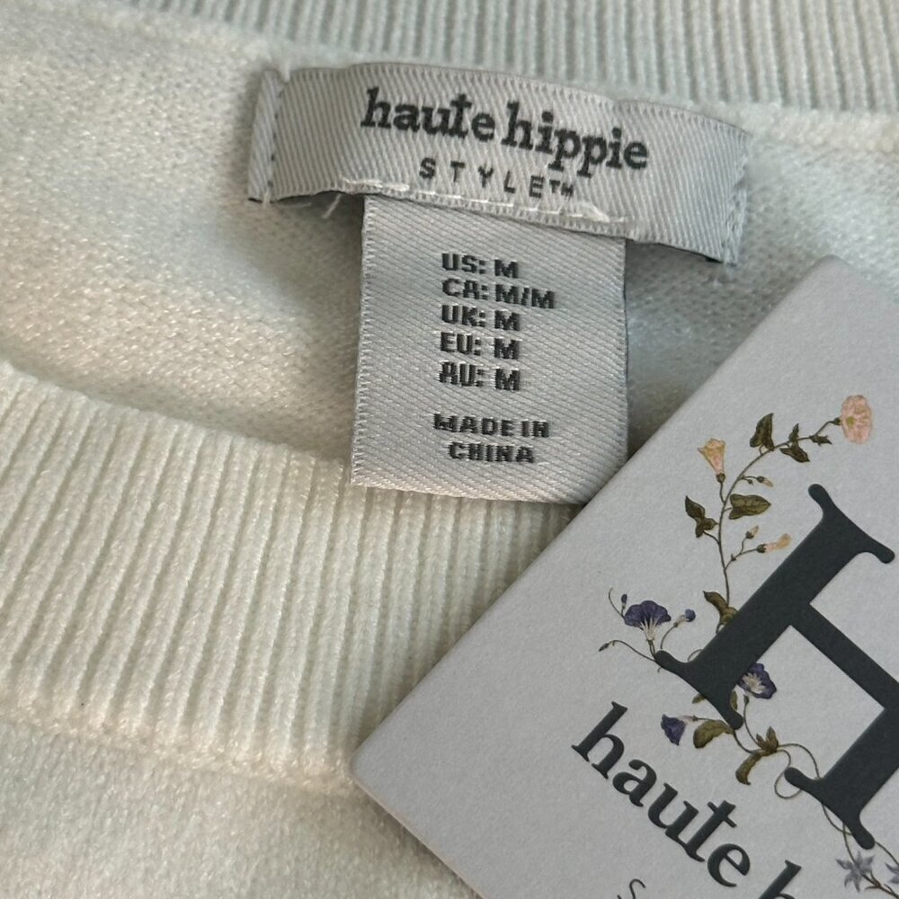 Haute Hippie Cream Sweater with Red Boot Design - Picture 5 of 7